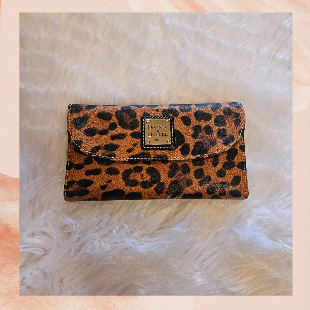 Dooney & Bourke Leopard Print Patent Leather Tri-Fold Wallet (Pre-Loved) OS