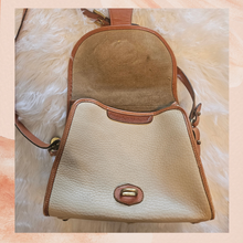 Load image into Gallery viewer, Dooney &amp; Bourke Beige &amp; Brown All Weather Leather Crossbody Handbag (Pre-Loved) Medium
