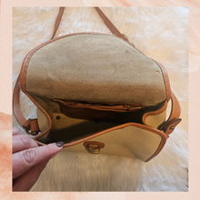 Load image into Gallery viewer, Dooney &amp; Bourke Beige &amp; Brown All Weather Leather Crossbody Handbag (Pre-Loved) Medium

