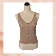 Load image into Gallery viewer, Express Light Tan Knit Ribbed Cropped Tank Top (Pre-Loved) Size Small
