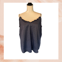 Load image into Gallery viewer, Express Navy Gra Blue Metallic Flecked Spaghetti Strap Tank (Pre-Loved) Size XL

