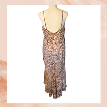 Carregue a imagem no visualizador da Galeria, Express Leopard Print Sheer Ruffle High-Low Midi Dress (Pre-Loved) Size XL
