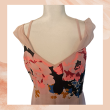 Load image into Gallery viewer, Express Light Pink Floral Sheer Cold Shoulder Midi Dress (Pre-Loved) Size Large
