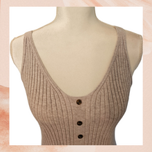 Load image into Gallery viewer, Express Light Tan Knit Ribbed Cropped Tank Top (Pre-Loved) Size Small
