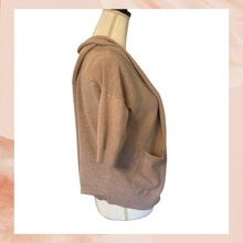 Laden Sie das Bild in den Galerie-Viewer. Express Light Tan Ribbed Half Sleeve Cardigan (Pre-Loved) Size Large
