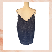 Load image into Gallery viewer, Express Navy Gra Blue Metallic Flecked Spaghetti Strap Tank (Pre-Loved) Size XL
