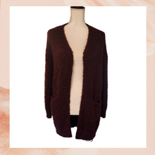 Load image into Gallery viewer, Fashion Nova Maroon Fuzzy Knit Long Sleeve Cardigan (Pre-Loved) Small
