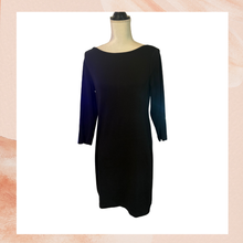 Carregue a imagem no visualizador da Galeria, GAP Solid Black Wide Neck Elbow Sleeve Fitted Knee Length Dress (Pre-Loved) Size Large
