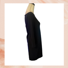 Carregue a imagem no visualizador da Galeria, GAP Solid Black Wide Neck Elbow Sleeve Fitted Knee Length Dress (Pre-Loved) Size Large
