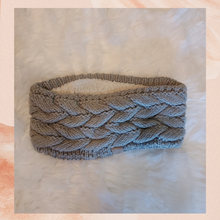 Load image into Gallery viewer, Gray Braided Thick Knit Fleece Headband (Pre-Loved) OS
