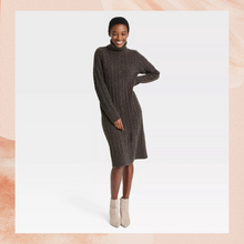 Load image into Gallery viewer, Gray Brown Turtleneck Long Sleeve Cozy Sweater Dress NWT Size XL
