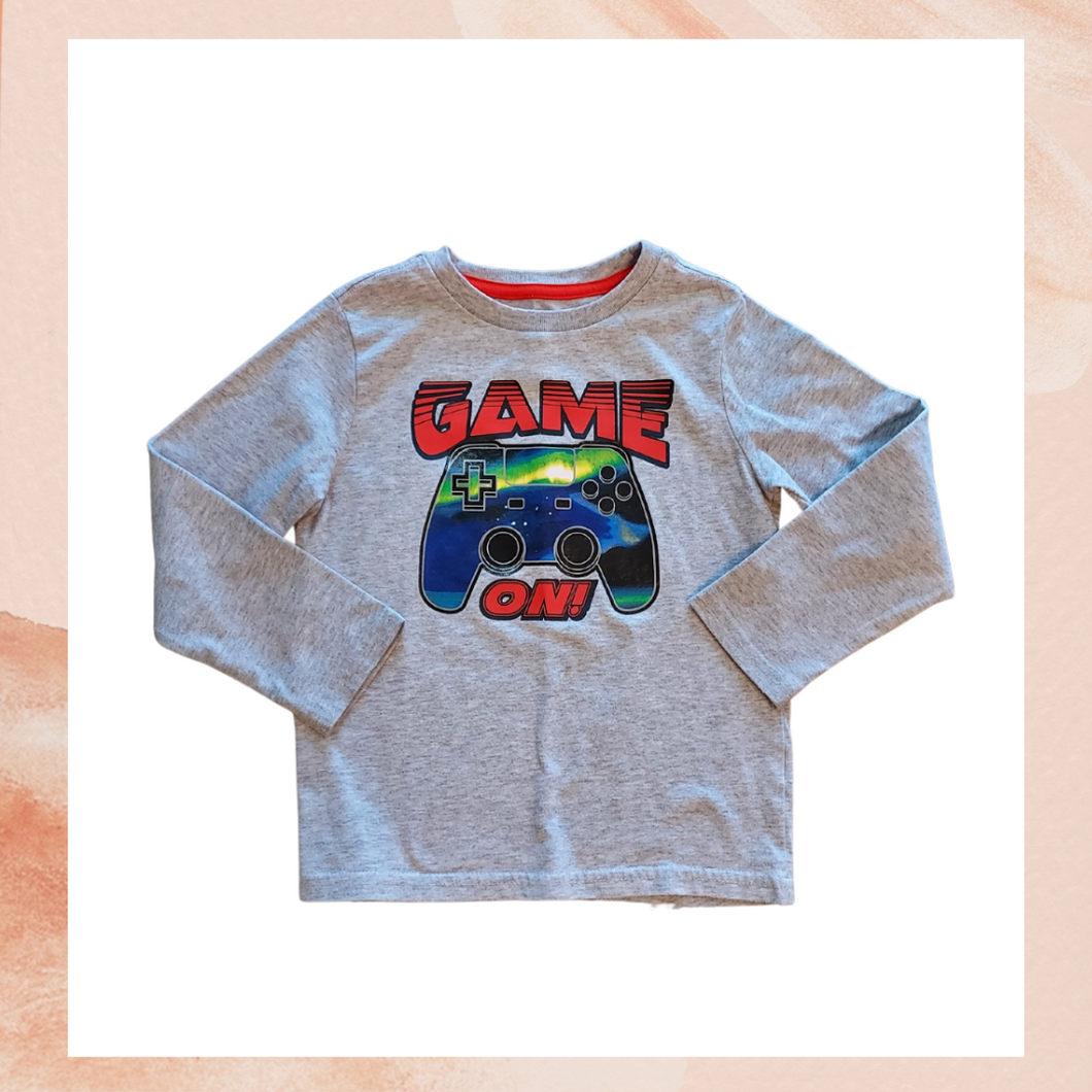 Gray Long Sleeve Gamer Graphic T-Shirt (Pre-Loved) Size 6 Boy's