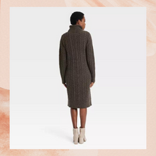 Load image into Gallery viewer, Gray Brown Turtleneck Long Sleeve Cozy Sweater Dress NWT Size XL
