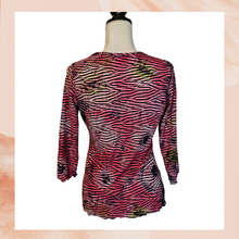 Load image into Gallery viewer, Hot Pink Striped 3/4 Sleeve Blouse (Pre-Loved) OS (See Measurements)
