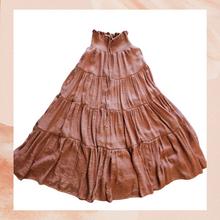 Carregue a imagem no visualizador da Galeria, Hyfve Rust Smocked Boho Maxi Skirt (Pre-Loved) Size Medium
