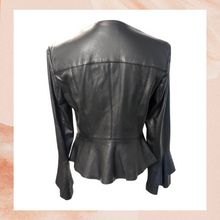 Carregue a imagem no visualizador da Galeria, INC Black Ruffle Sleeve Faux Leather Jacket (Pre-Loved) Small
