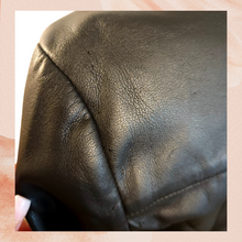 Carregue a imagem no visualizador da Galeria, INC Black Ruffle Sleeve Faux Leather Jacket (Pre-Loved) Small
