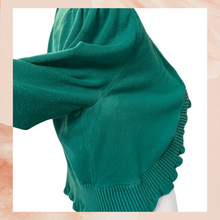 Carregue a imagem no visualizador da Galeria, INC Jade Green Ruffle Trim 3/4 Sleeve Shrug (Pre-Loved) Size Large
