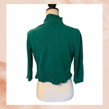 Carregue a imagem no visualizador da Galeria, INC Jade Green Ruffle Trim 3/4 Sleeve Shrug (Pre-Loved) Size Large
