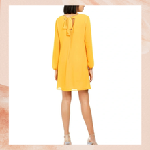Laden Sie das Bild in den Galerie-Viewer. INC Yellow Sheer Draped Bishop Sleeve Shift Dress NWT Size XL
