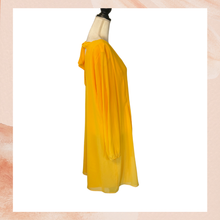 Laden Sie das Bild in den Galerie-Viewer. INC Yellow Sheer Draped Bishop Sleeve Shift Dress NWT Size XL
