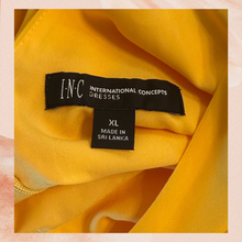 Laden Sie das Bild in den Galerie-Viewer. INC Yellow Sheer Draped Bishop Sleeve Shift Dress NWT Size XL
