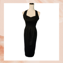 Carregue a imagem no visualizador da Galeria, Laura Ashley Linen Black Midi Sheath Dress (Pre-Loved) Size 6
