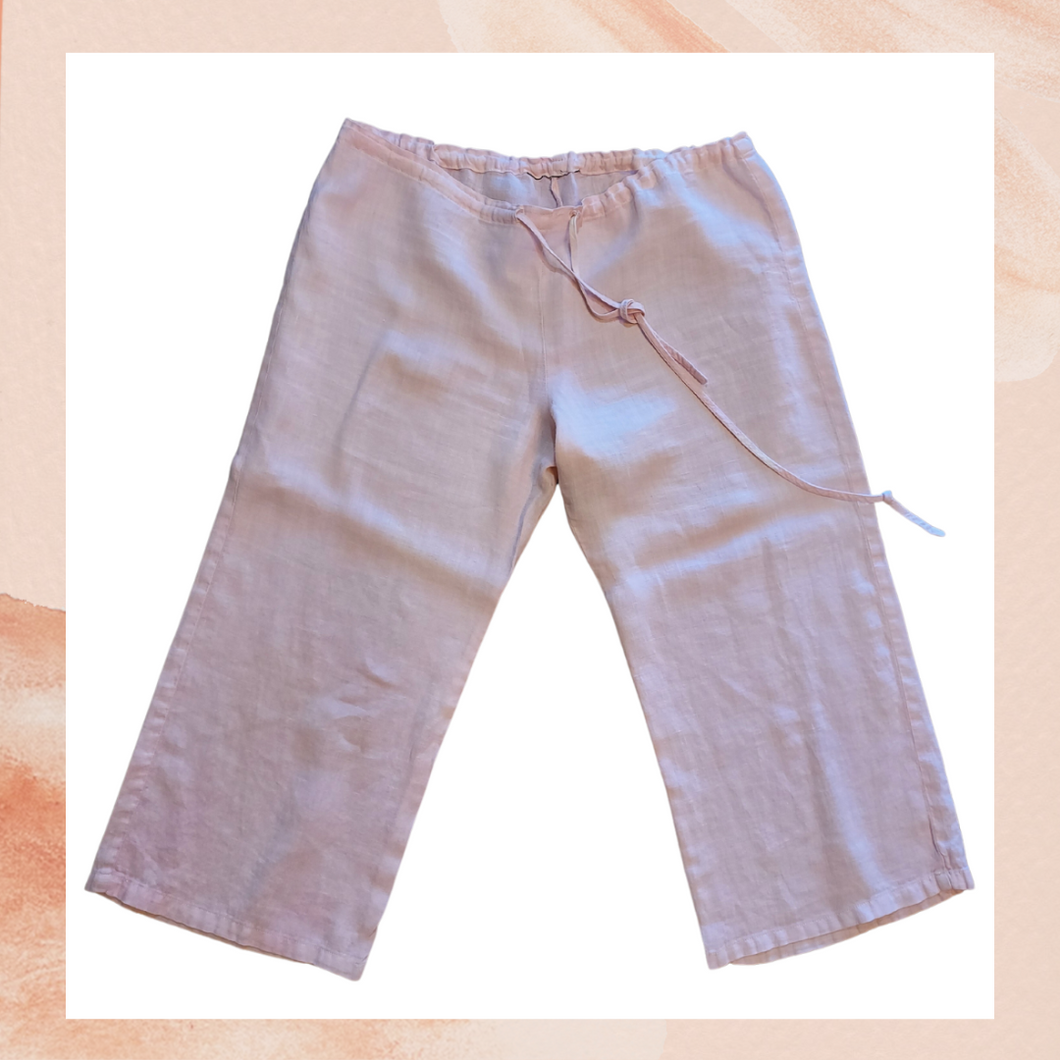 Light Pink Linen Cropped Capri Pants (Pre-Loved) See Measurements (L)