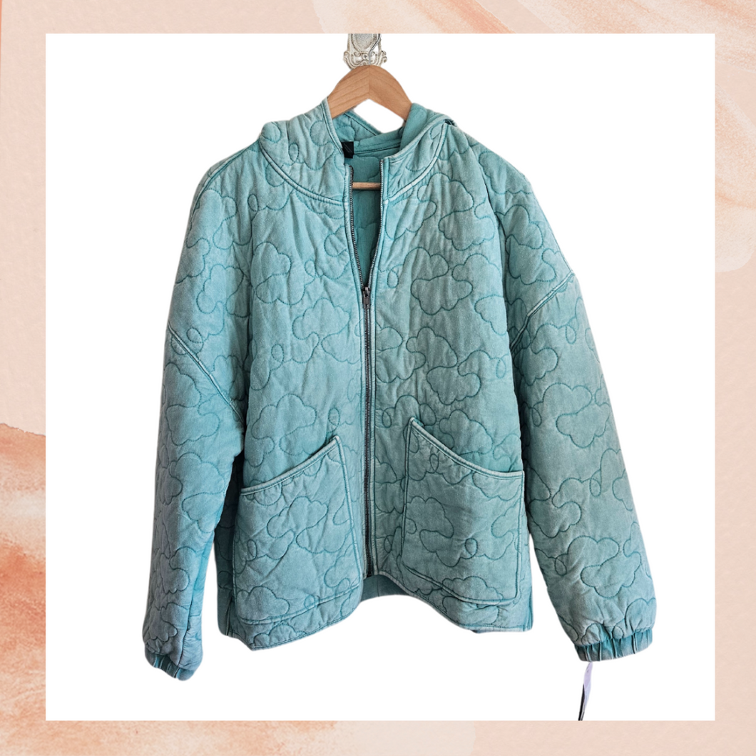 Light Teal Thick Front Zip Bomber Jacket NWT XL