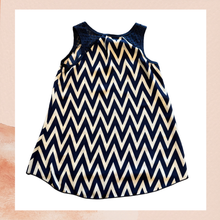 Load image into Gallery viewer, Lily Bleu Navy Blue &amp; White Chevron Print Flowy Blouse (Pre-Loved) Size M 10/12 Girls
