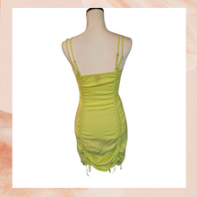 Load image into Gallery viewer, Lime Green Cut-Out Ruched Bodycon Mini Dress NWT
