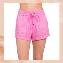 Carregue a imagem no visualizador da Galeria, Love Tree Bright Pink Linen Cuffed Drawstring Shorts (Pre-Loved) Small
