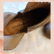Load image into Gallery viewer, Lucky Brand Taupe Suede Ankle Bootie (Pre-Loved) Size 6M

