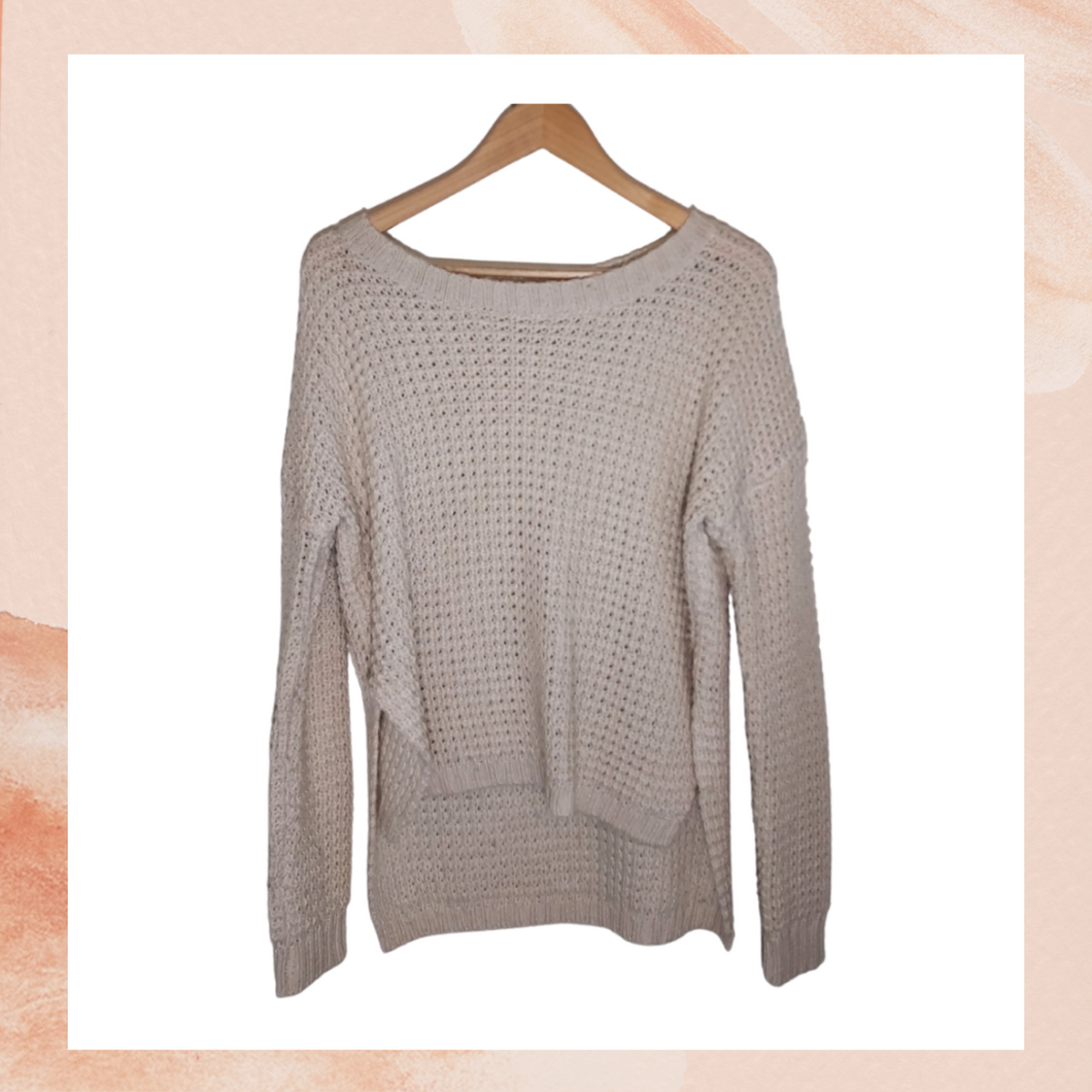 Lush Cream Open Knit High-Lo Sweater (Pre-Loved) Medium