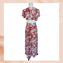 Load image into Gallery viewer, Luxxel Rust Red Floral Sheer Cut-Out Maxi Dress (Pre-Loved) Large
