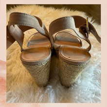 Load image into Gallery viewer, Madden Girl Blush Pink Ankle Strap Stacked Espadrille Wedge Sandals (Pre-Loved) Size 9
