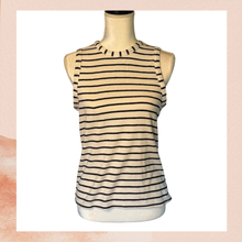 Carregue a imagem no visualizador da Galeria, Marled Essentials Soft White &amp; Black Striped Tank Top (Pre-Loved) Size Large
