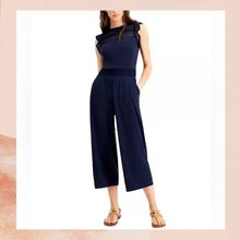 Carregue a imagem no visualizador da Galeria, Michael Kors Black Cap Sleeve Wide Leg Cropped Jumpsuit (Pre-Loved) Size Medium
