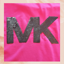 Load image into Gallery viewer, Michael Kors Hot Pink Black Sequin Logo Pullover Sweatshirt (Pre-Loved) 1X
