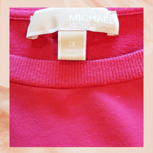 Load image into Gallery viewer, Michael Kors Hot Pink Black Sequin Logo Pullover Sweatshirt (Pre-Loved) 1X
