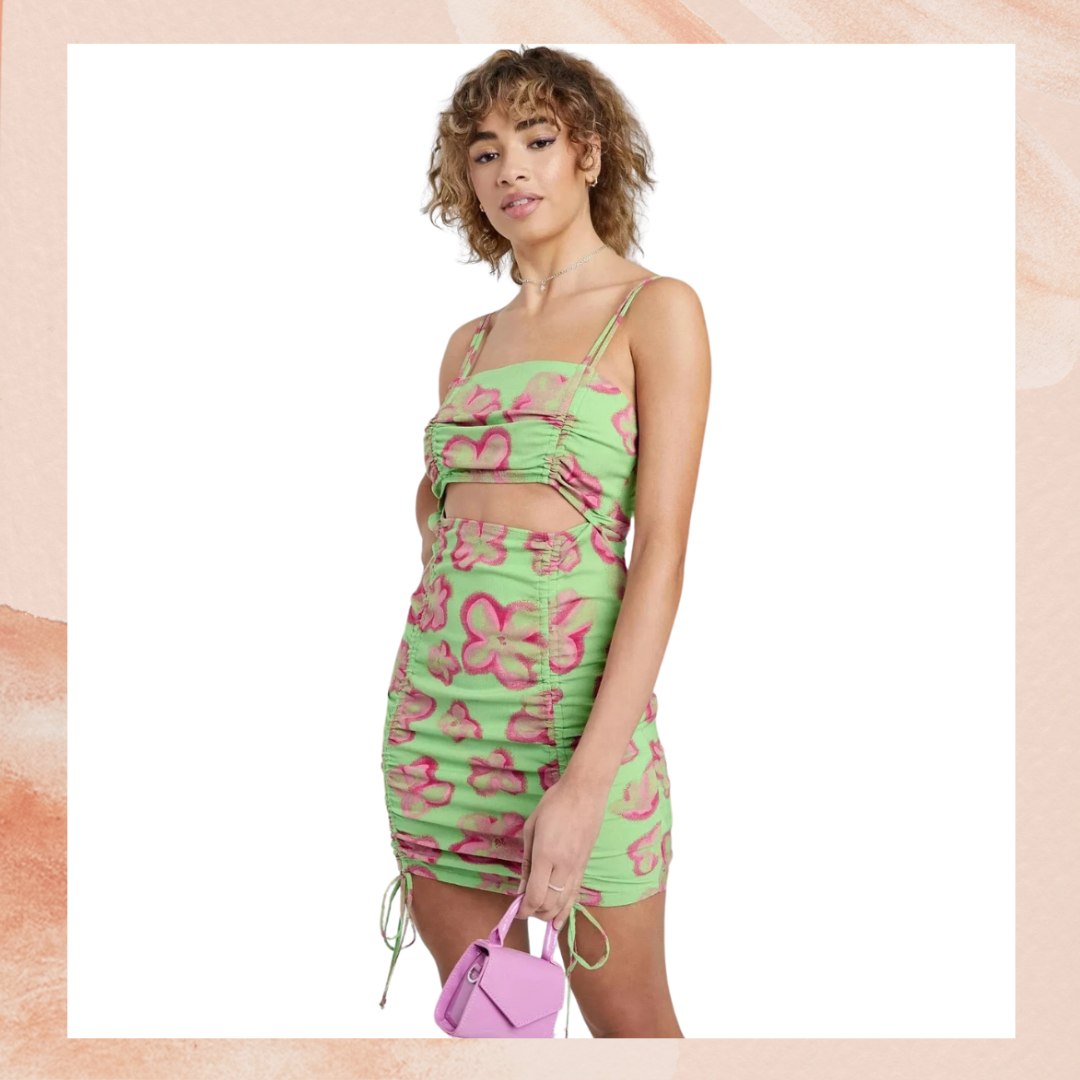 princess polly baby blue dress MISSGUIDED Asymmetric Printed Mesh Underlined One-Shoulder Ruched Bodycon  Maxi Dress｜MISSGUIDED main image 1