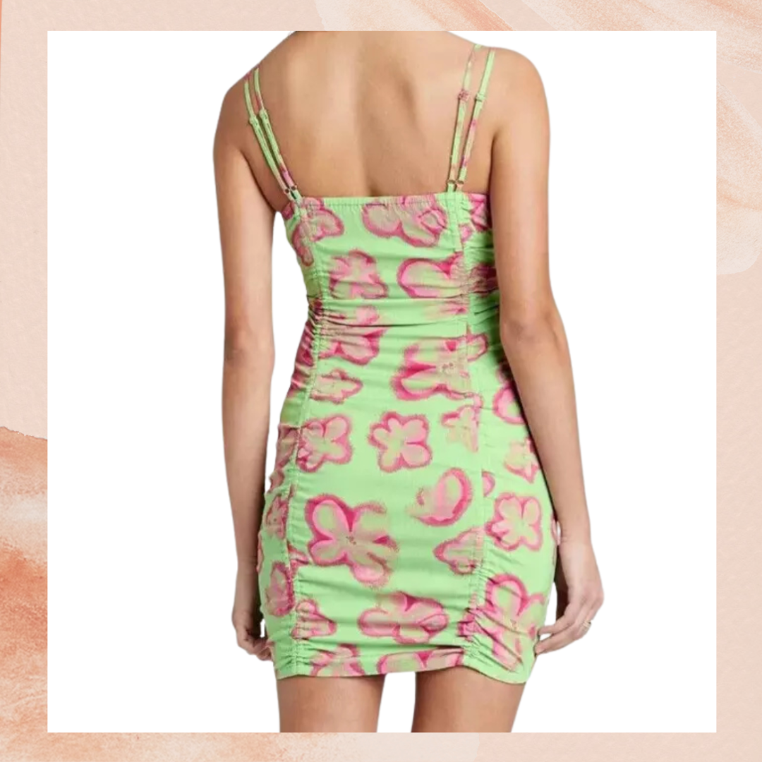 Mint Green Floral Cut-Out Ruched Bodycon Dress NWT Mint Green Floral Cut-Out Ruched Bodycon Dress NWT