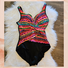 Carica l&#39;immagine nel visualizzatore della galleria, Miraclesuit Bright &amp; Colorful Twist Front One-Piece Swimsuit (Pre-Loved) Size 14
