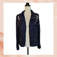 Load image into Gallery viewer, Navy Blue Sheer Lace Zip-Front Jacket (Pre-Loved) OS (See Measurements)
