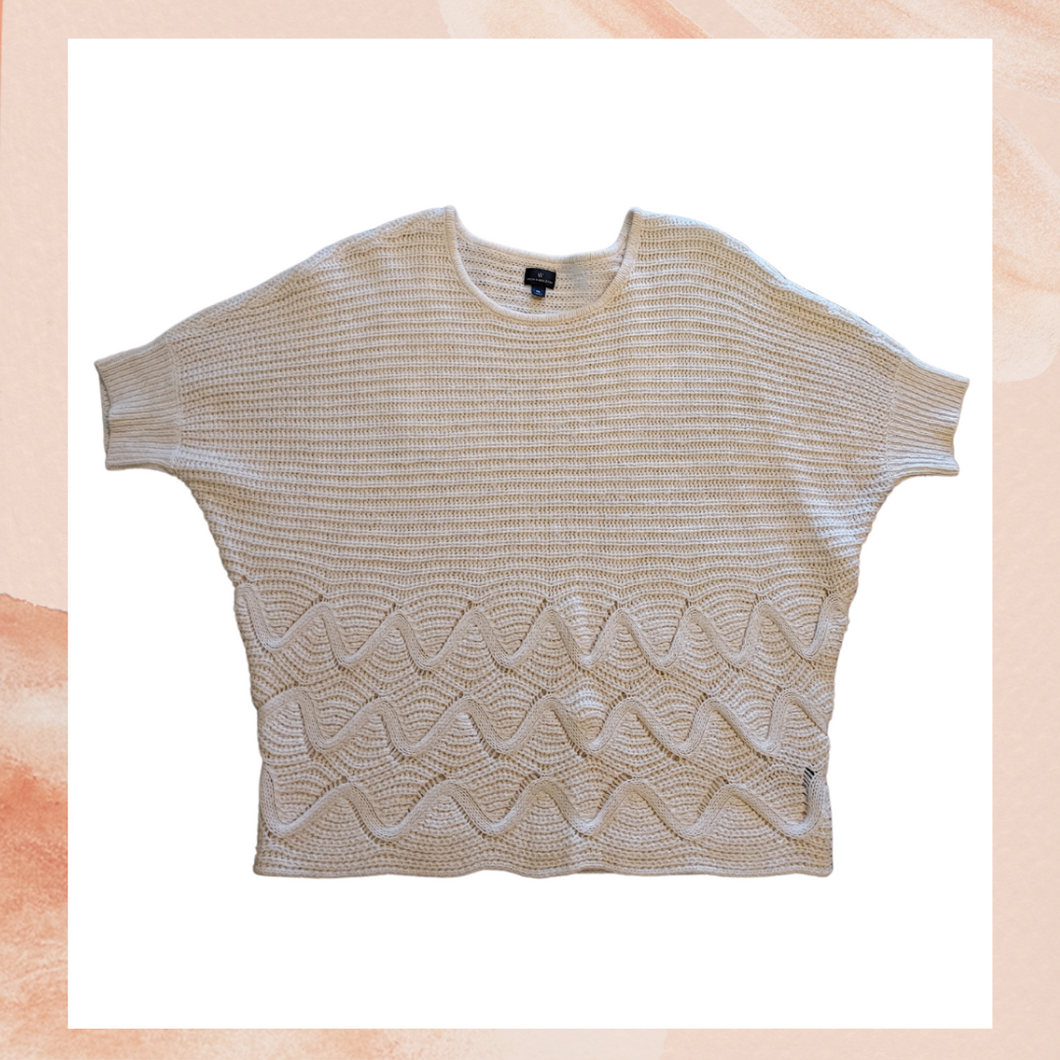 Cream Thick Knit Short Sleeve Sweater (Pre-Loved) XL