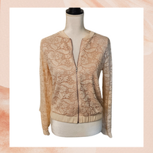 Cargue la imagen en el visor de la galería, Peach Light Pink Lace Front-Zip Bomber Jacket (Pre-Loved) Medium
