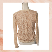 Carica l&#39;immagine nel visualizzatore della galleria, Peach Light Pink Lace Front-Zip Bomber Jacket (Pre-Loved) Medium
