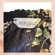 Load image into Gallery viewer, Persaya Black Floral Cropped Off-Shoulder Ruffle Sleeve Blouse (Pre-Loved) Size Small
