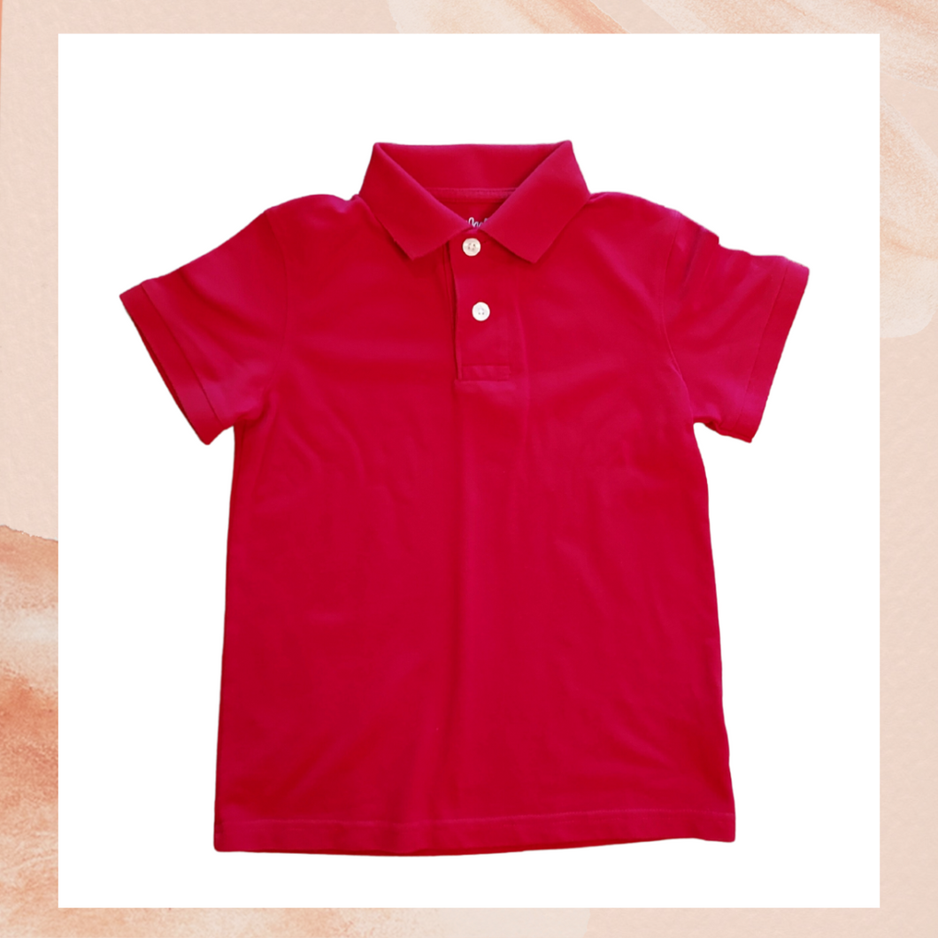 Plain Red Short Sleeve Polo Shirt (Pre-Loved) XS 4/5 (Boy's)