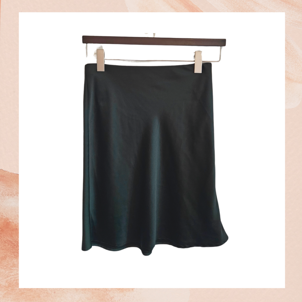 Rachel Zoe Deep Dark Olive Green Satin Mini Slip Skirt (Pre-Loved) Size 2